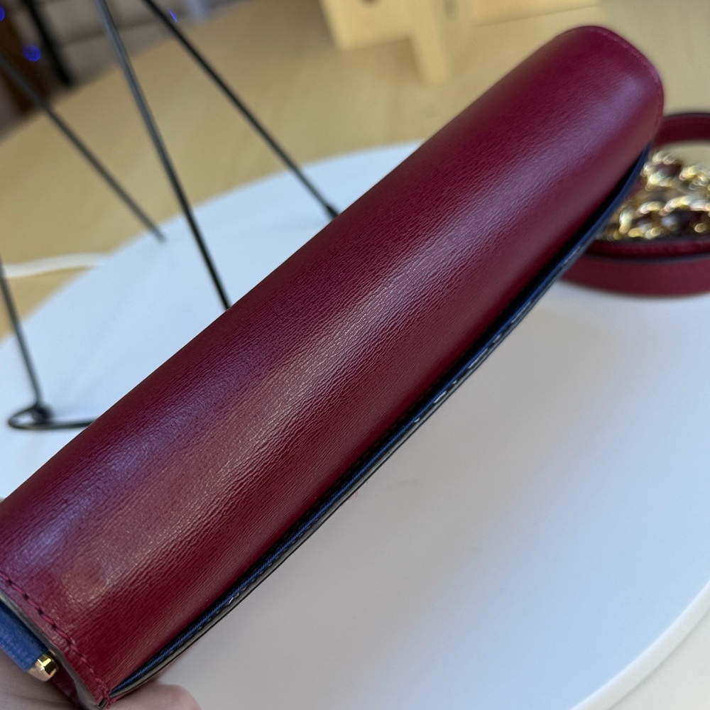 Tory Burch Wine Leather Crossbody with Gold Chain - Picture 7 of 13